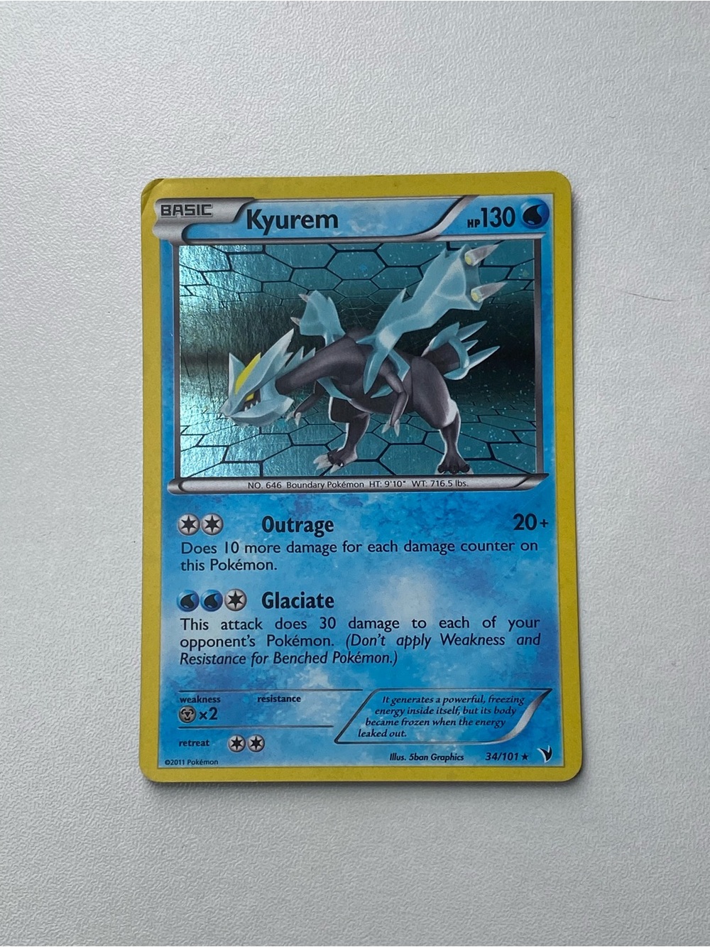 2011 Pokemon Black & White Noble Victories Rare Holofoil #34 Kyurem